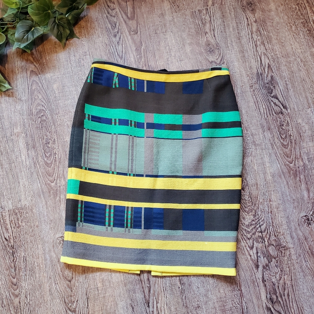 Lafayette 148 Skirt Cubism Geometric Color Block Mod Edgy Career Office Designer